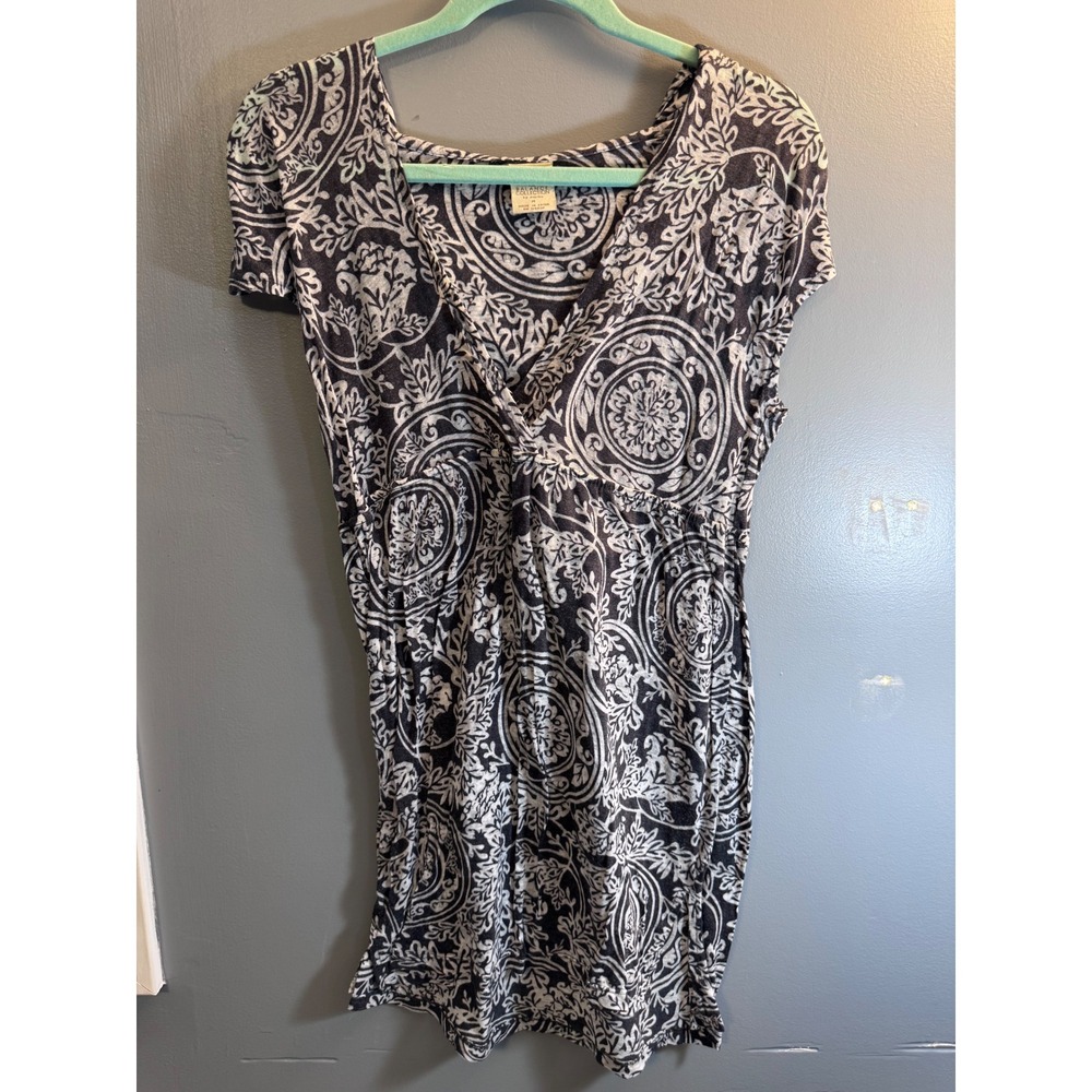 The Balance Collection by Marika Black White Damask Medallion Cowl Back Tunic M